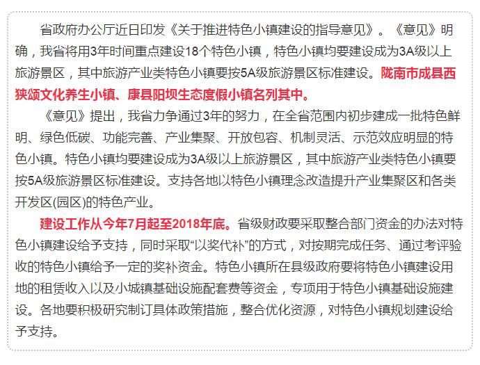 甘肅計(jì)劃3年建18個(gè)特色小鎮(zhèn)，看看隴南有幾個(gè)~